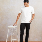 Men Black Mid Rise Cargo Trousers